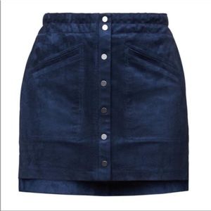Navy suede skirt with button down BCBGMAXAZRIA XS